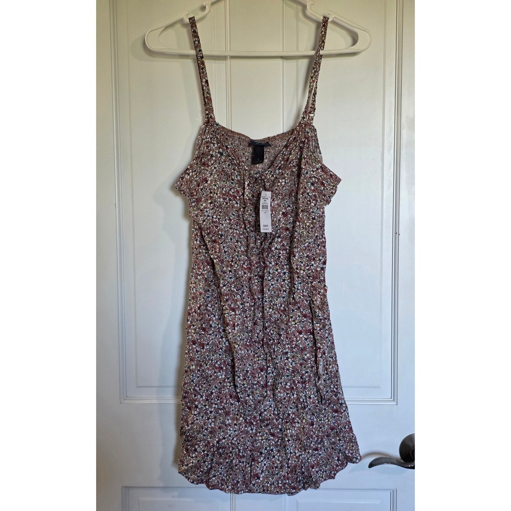 Daytrip Buckle Mauve Multi Floral Smocked Back Mini Dress BUCD1049J NWT Large